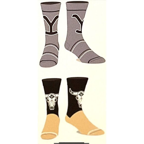Yellowstone TV Show Series 6 Pair CREW SOCK Men Size 8-12 Bioworld - Picture 5 of 5